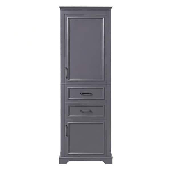 71-inch Charcoal Grey Elegant Tall Freestanding Bathroom Vanity with Damping-Hinge Doors and Drawers