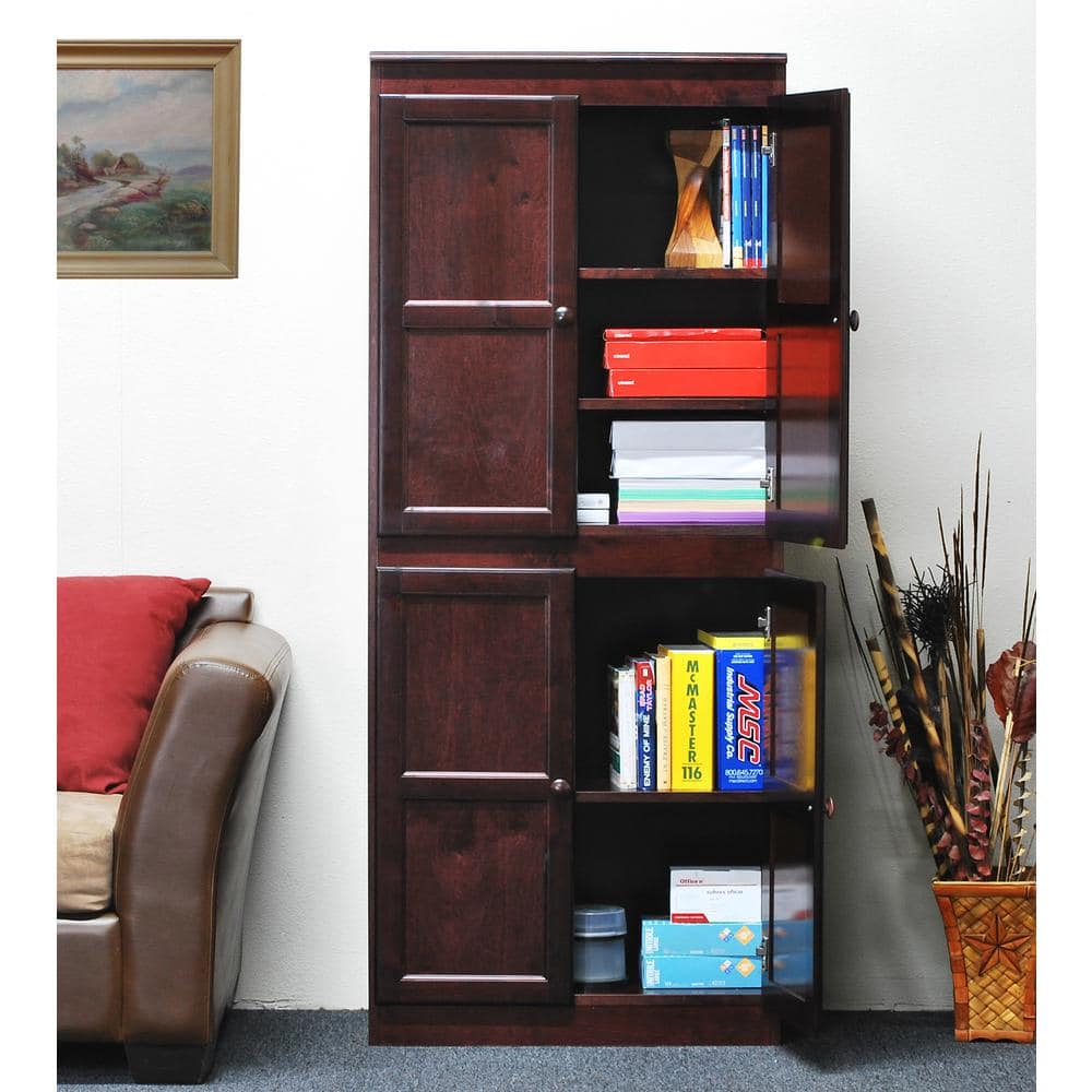 Cherry Finish Adjustable 72" Wood Storage Cabinet