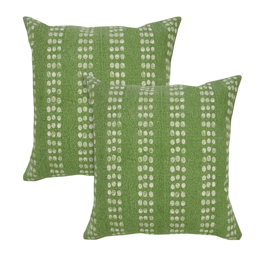 Jubilee Green Striped Stonewashed Hand-Woven 20 in. x 20 in. Indoor Throw P