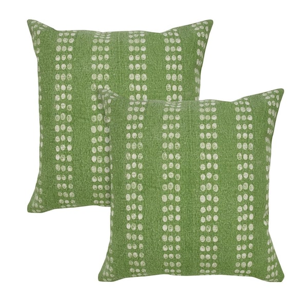 Unbranded Jubilee Green Striped Stonewashed Hand-Woven 20 in. x 20 in. Indoor Throw Pillow (Set of 2)