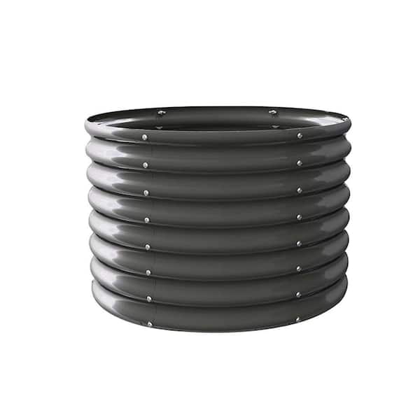 2-Pack 3 ft. x 24 in. Grey Round Galvanized Steel Raised Garden Beds for Planting Vegetables Flowers Herb