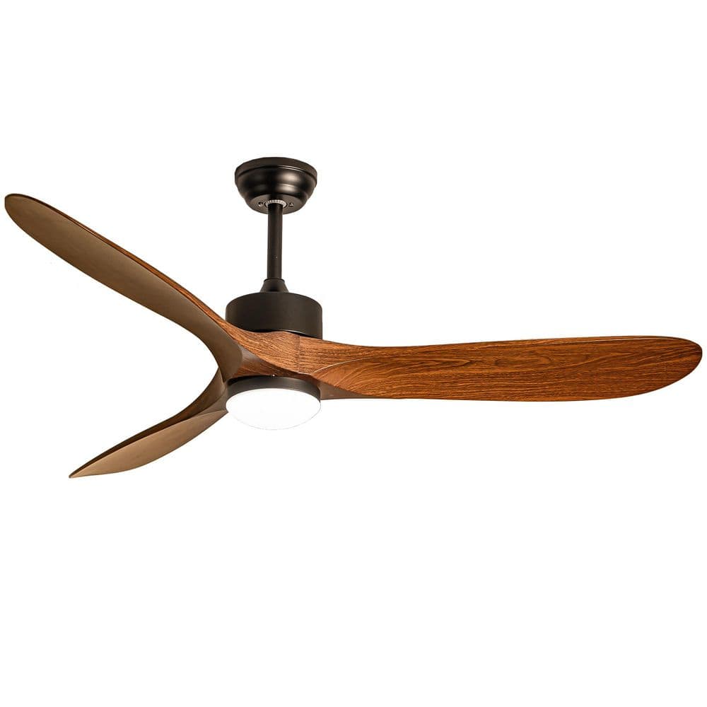 "60"" Ceiling Fan with LED Light, Remote, Quiet DC Motor, 6-Speed, Height Adjustable (2 Rods), Matte Black + Wood" price history on PriceWatchPro