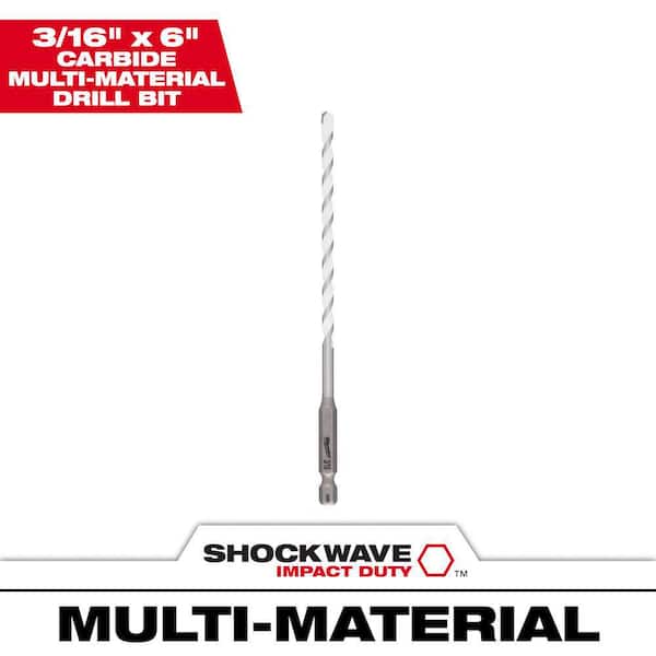 Milwaukee 3/16 in. x 4 in. x 6 in. SHOCKWAVE Carbide Multi-Material Drill Bit