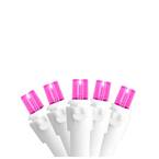 Set of 50 Pink LED Wide Angle Christmas Lights - White Wire