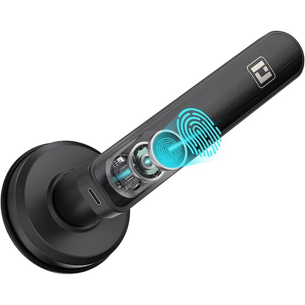 3-in-1 Matte Black Smart Lock Fingerprint Access Biometric Door Handle
