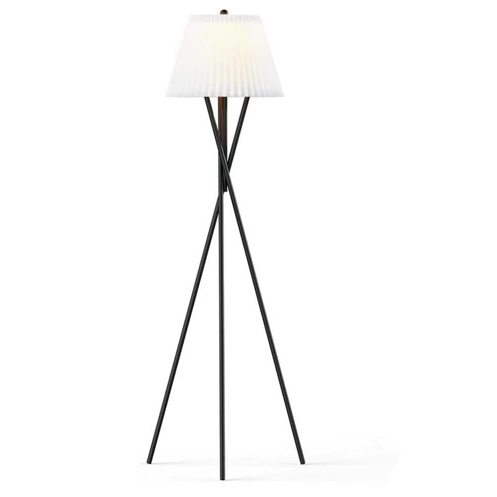 65.4 in. Black Modern 1-Light Standard Floor Lamp for Living Room with White Pleated Fabric Drum Shade price history on PriceWatchPro