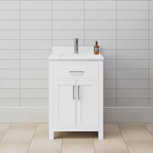 Beckett 24 in. W x 22 in. D x 35 in . H Single Bath Vanity in White with White Cultured Marble Top