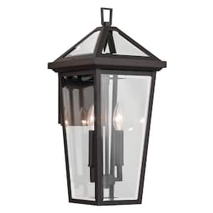 Regence 19.25 in. 2-Light Olde Bronze Traditional Outdoor Hardwired Wall Lantern Sconce with No Bulbs Included (1-Pack)