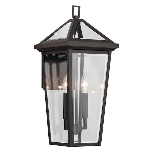 KICHLER Regence 19.25 in. 2-Light Olde Bronze Traditional Outdoor Hardwired Wall Lantern Sconce with No Bulbs Included (1-Pack)