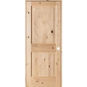 30 in. x 80 in. Rustic Knotty Alder 2 Panel Square Top Solid Wood Left-Hand Single Prehung Interior Door