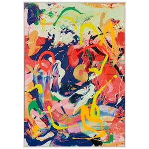 1- Panel Abstract Paint Splatter Framed Wall Art Print 40 in. x 28 in.