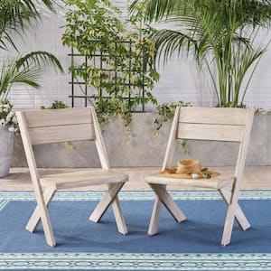 Eaglewood Light Grey Armless Wood Outdoor Lounge Chairs (2-Pack)