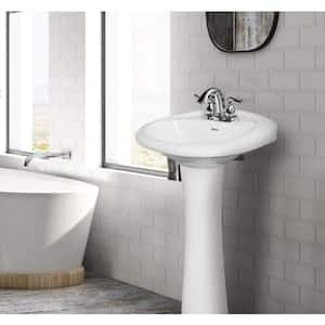 Prestige 19.5 in. W x 17.5 in. L Modern White Ceramic Pedestal Sink and Basin Combo