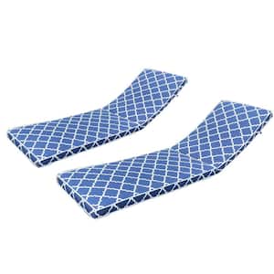 22.05 in. x 74.4 in. 2-Piece Outdoor Lounge Chair Replacement Cushion Blue Lattice