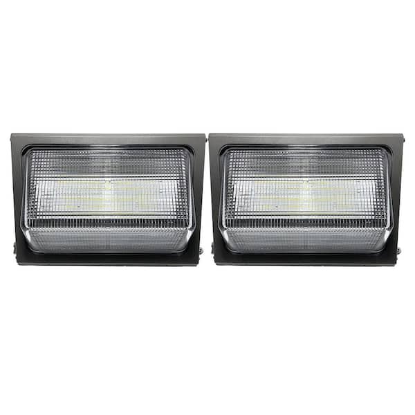 Mydepot 120-Watt Equivalent Integrated LED Black Dusk to Dawn Aluminum Housing Outdoor Wall Pack Light, 5000K (2-Pack)