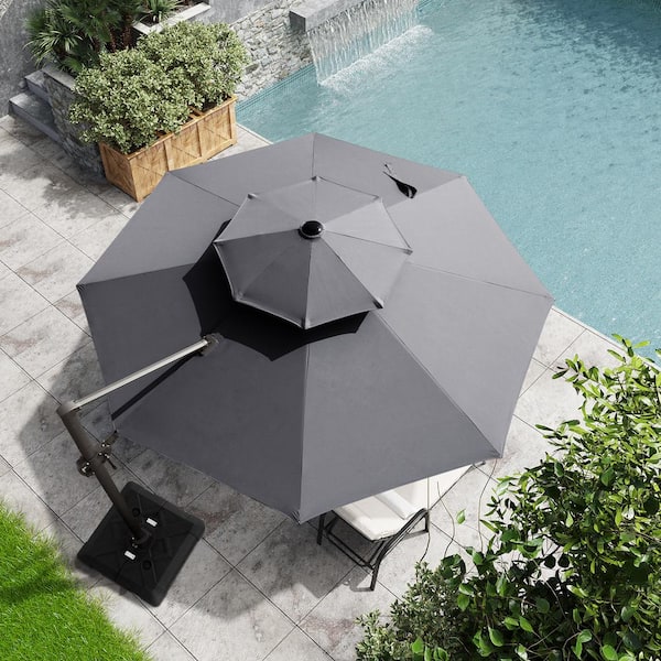 Crestlive Products 11.5 ft. x 11.5 ft. Umbrella Double Top Octagon in Dark Gray