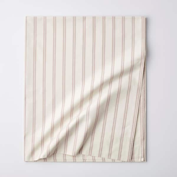 The Company Store Narrow Stripe Rose 200-Thread Count Cotton Percale King Flat Sheet