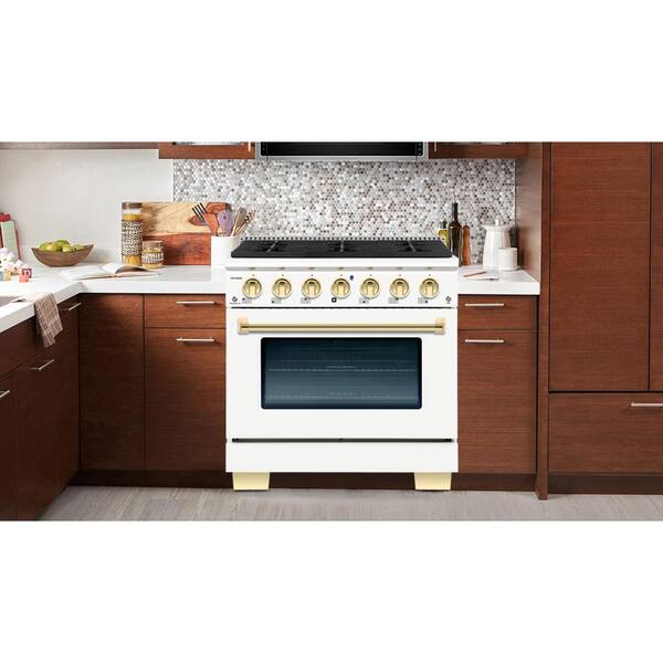 Hallman BOLD 36 in. 5.2 cu. ft. 6 Burner Freestanding Dual Fuel