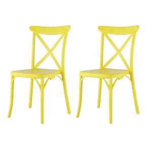 Stackable X Yellow Dining Chair (Set of 2)