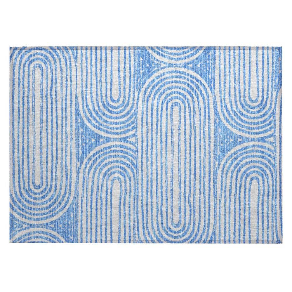 Blue and White 2 ft. x 3 ft. Woven Abstract Rectangle Indoor/Outdoor Area Rug price history on PriceWatchPro