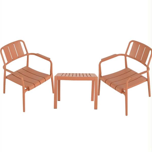 3-Piece Plastic Indoor/Outdoor Patio Conversation Sets, Apricot Brown