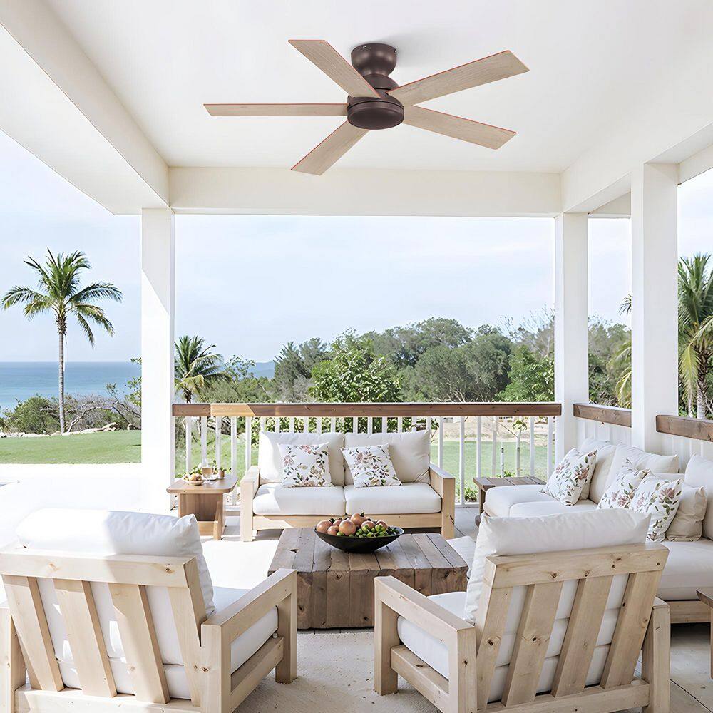 42 in. Flush Mount Indoor/Outdoor Vintage Brown 6-Speed Quiet Standard Ceiling Fan No Light with Remote Control price history on PriceWatchPro
