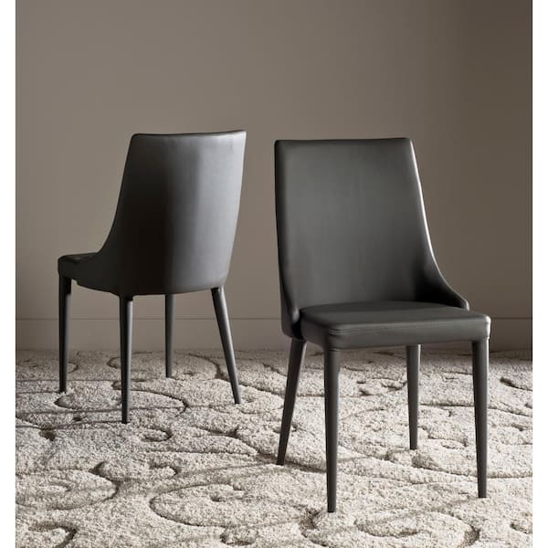 SAFAVIEH Summerset Gray 19 in. H Leather Side Chair (Set of 2)