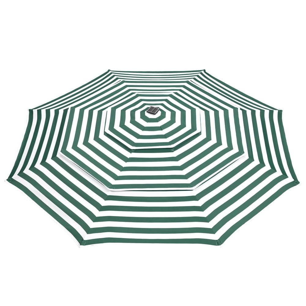 ITOPFOX 10 ft. Tiers polyester fabric Umbrella Cover Replacement in Green Stripe for waterproof