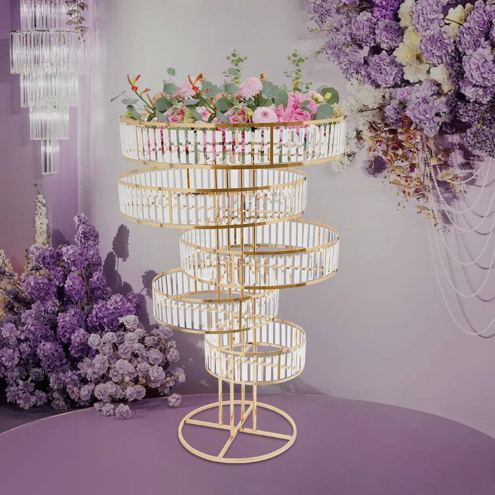 Gold Iron and Acrylic 5-Tier Decorative Wedding Stand Set