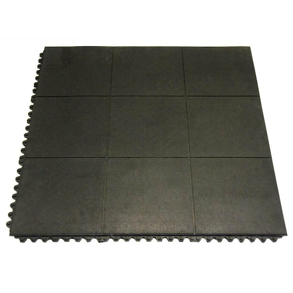 Rubber-Cal Revolution 5/8 in. T x 3 ft. W x 3 ft. L - Black - Interlocking Rubber Flooring Tiles (18 sq. ft.) (2-Pack)