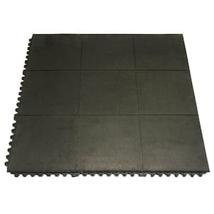 Revolution 5/8 in. T x 3 ft. W x 3 ft. L - Black - Interlocking Rubber Flooring Tiles (18 sq. ft.) (2-Pack)
