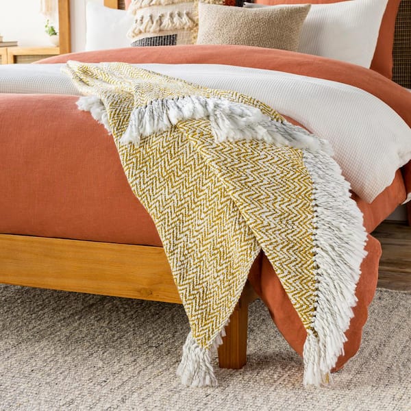 Victoria Saffron Throw Blanket