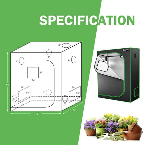 Costway 4 ft. x 2 ft. x 5 ft. Mylar Hydroponic Grow Tent