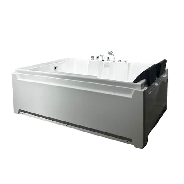 73 in. x 48 in. 2-Person Acrylic Whirlpool Bathtub with 8 Jets, Chromatherapy, Left Drain in White