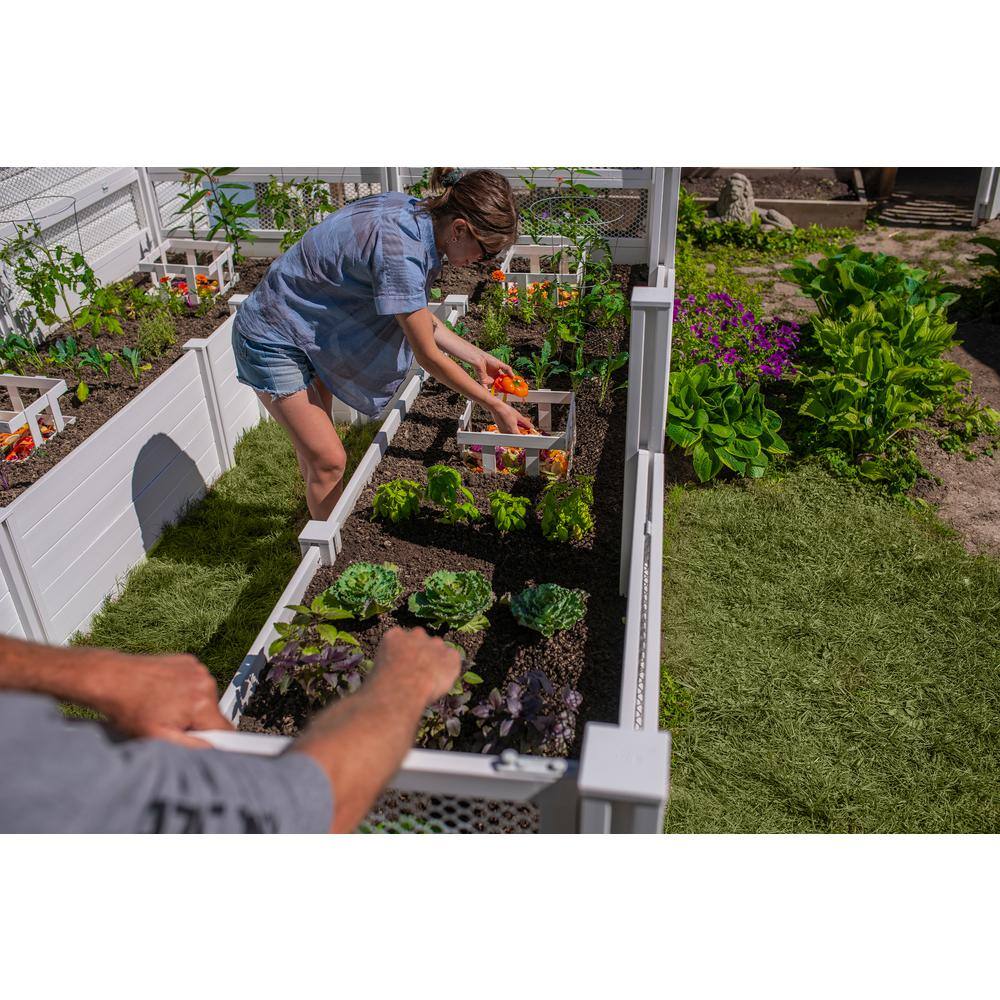 12 ft x 8 ft White Vinyl Keyhole Composting Garden Bed