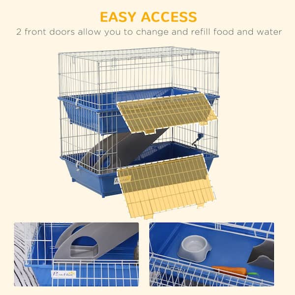 PawHut Small Animal Cage Habitat Indoor with Accessories Water