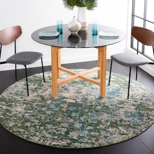 Madison Green/Turquoise 5 ft. x 5 ft. Geometric Abstract Round Area Rug