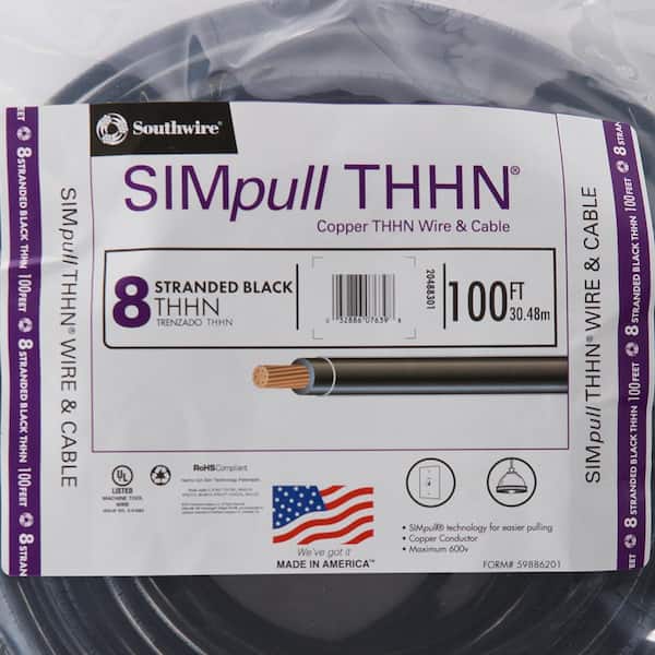 8 AWG Copper THHN THWN-2 Building Wire 600V Lengths 100 Feet to 1000 Feet 