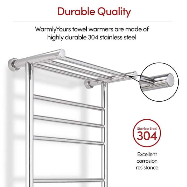 8 bars Summit Towel Warmer, Dual Connection, Polished Stainless Steel 120 Volts