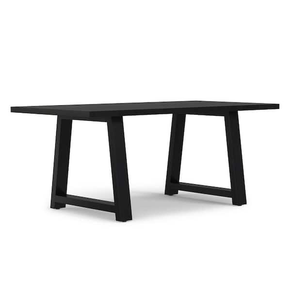 Whitley Black Solid Mango Wood 72 in. Sled Base Dining Table, Seat 6