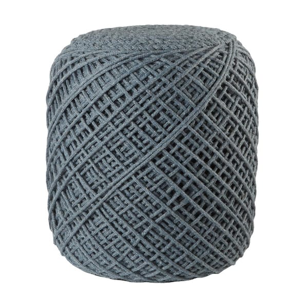 Unbranded Lykke Solid Slate 16 in. x 16 in. x 18 in. Indoor and Outdoor Cylinder Pouf
