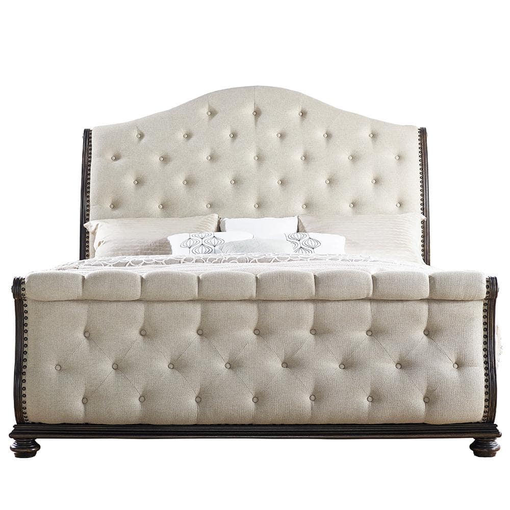 WINDY ＭＡＪＥＳＴＡ　ＲＨＡＰＳＯＤＹ　ＭＡＳＣＬＥＢＡＣＫ Steve Silver Rhapsody Beige King Sleigh Bed RH900KSBED - The