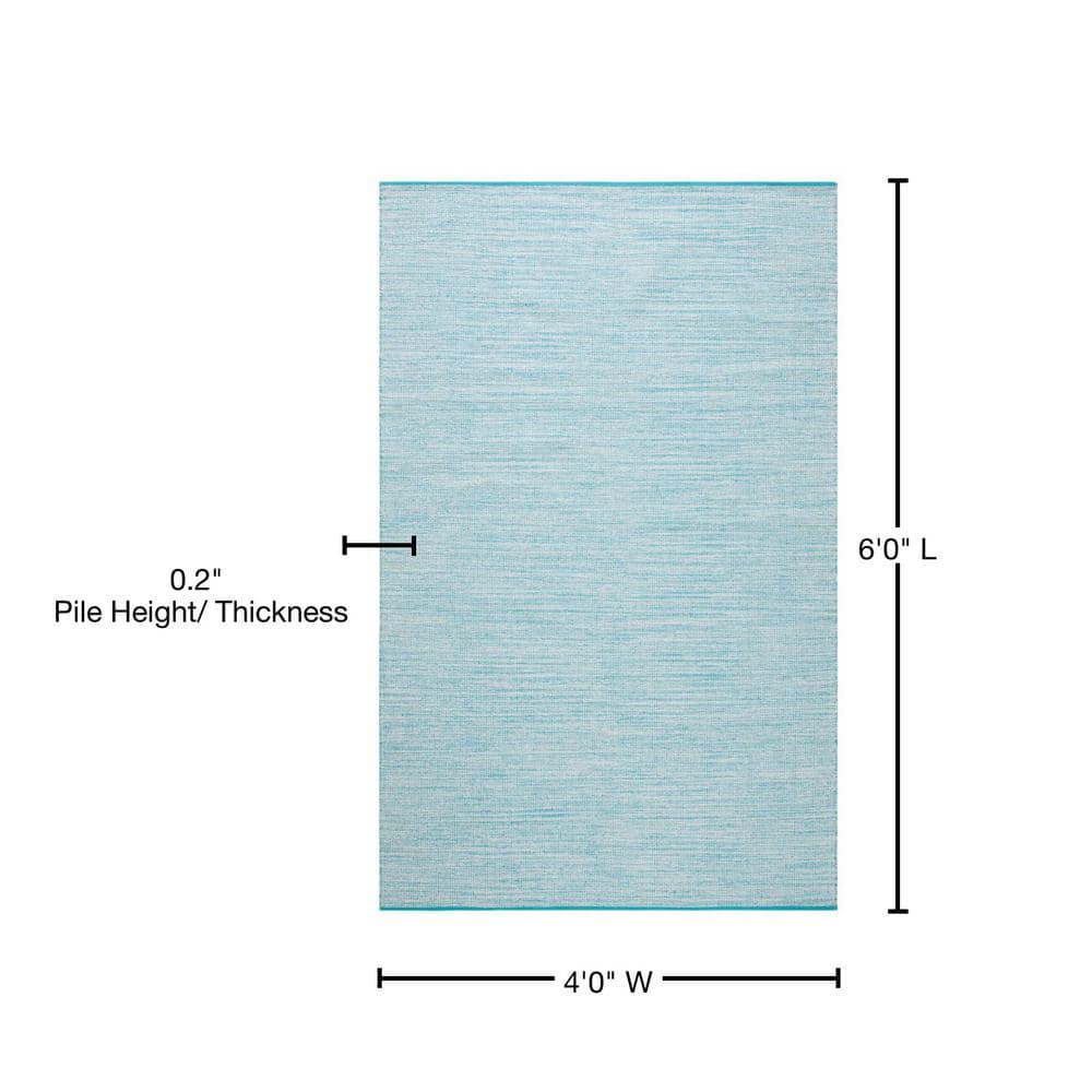 Aqua Blue Handwoven Cotton 4' x 6' Area Rug