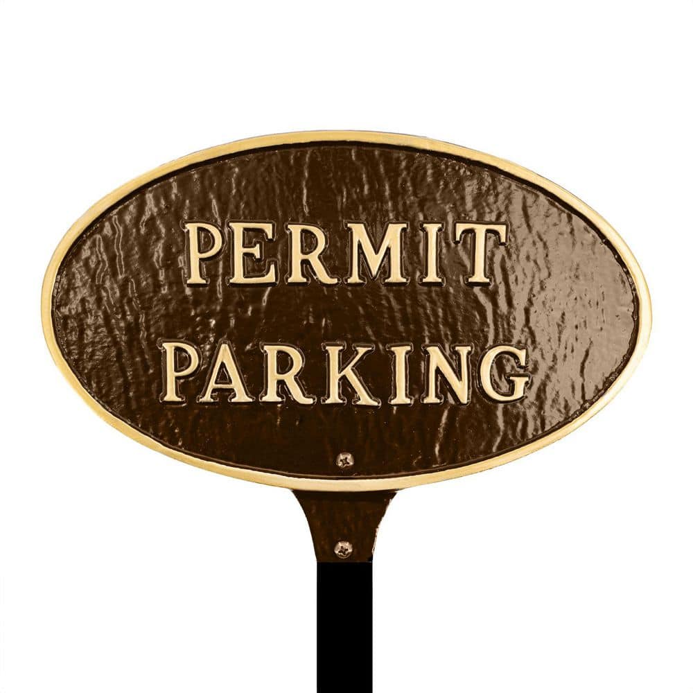 "6"" x 10"" Small Oval Permit Parking Statement Plaque Sign with Lawn Stake - Oil Rubbed/Gold" price history on PriceWatchPro