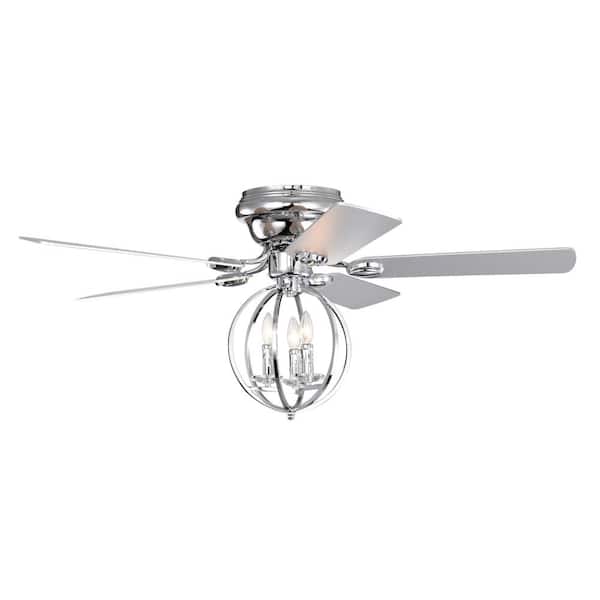 Unbranded 52 in. Indoor Chrome 3-Light Ceiling Fan Modern Chandelier with Lights, Remote and Reversible Blades, 3-Speed