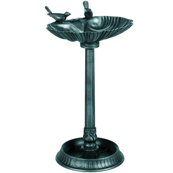 32 in. Antique Bird Bath with Planter Base, Vintage Bird Feeder Yard Decor Statue, Verdigris Finish