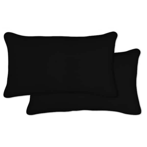 Honeycomb Outdoor Lumbar Toss Pillow Sunbrella Canvas Black