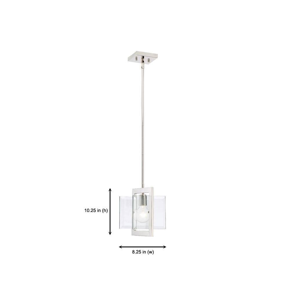 Ethan Clear Beveled Glass Mini-Pendant with Polished Nickel Frame