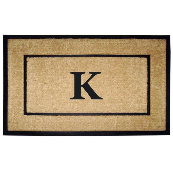 Nedia Home DirtBuster Single Picture Frame Black 30 in. x 48 in. Coir with Rubber Border Monogrammed K Door Mat