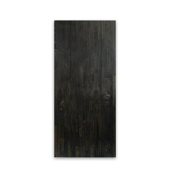 24 in. x 80 in. Hollow Core Charcoal Black-Stained Pine Wood Interior Door Slab